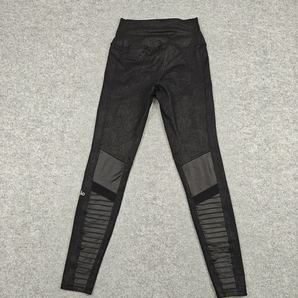 Alo Yoga Leggings Womens Small Black Moto Ankle Yoga‎ Athletic Colorblock